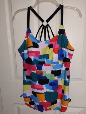 Colorblock Strappy Swim Cami in Multicolor